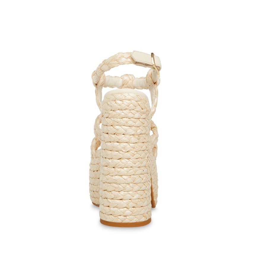 Sandalias de Plataforma Steve Madden Antonella Raffia Mujer Creme | ES ZY149S